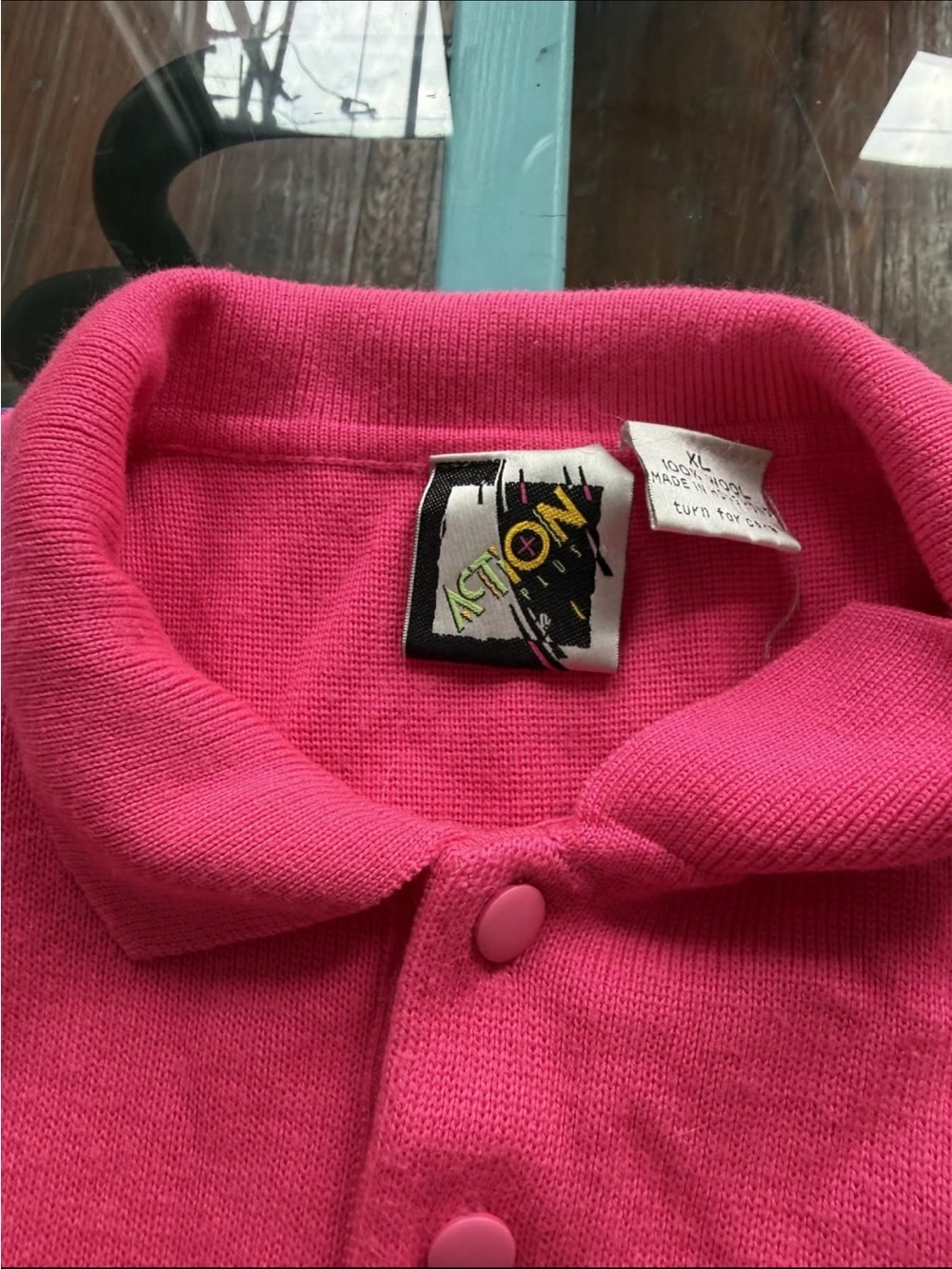 1980s Vintage K2 Wool Ski Sweater, Hot Pink, XL - Picture 2 of 2